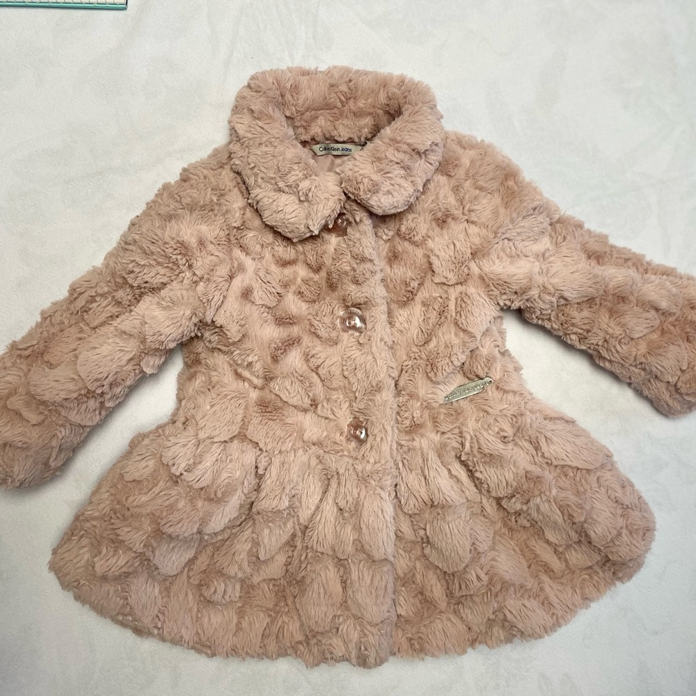 Calvin Klein girls mauve winter dress coat.